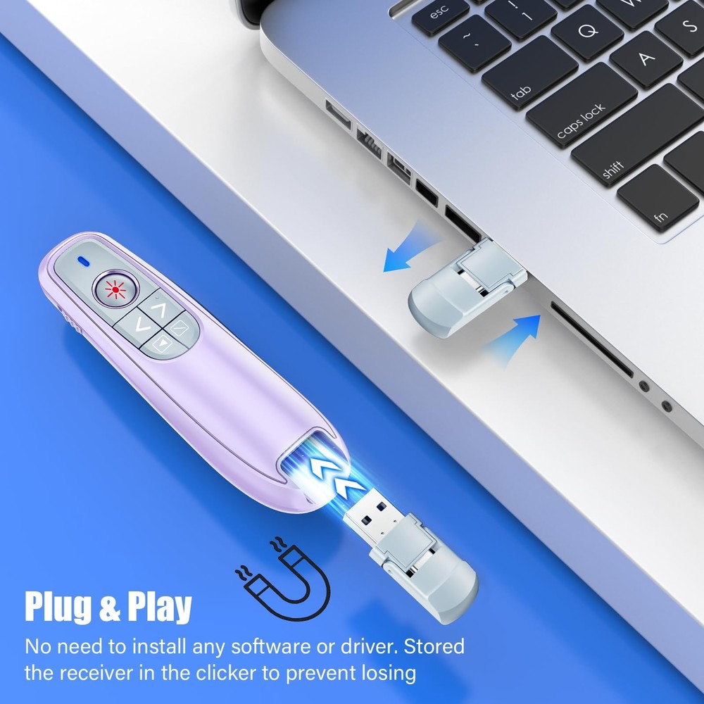 Presentation Clicker Wireless Presenter Remote Clicker, USB PowerPoint Clicke...