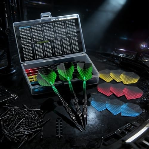 12 Pack Soft Tip Darts Set - 17g Plastic Tip Darts with 40 Extra Tips & Case