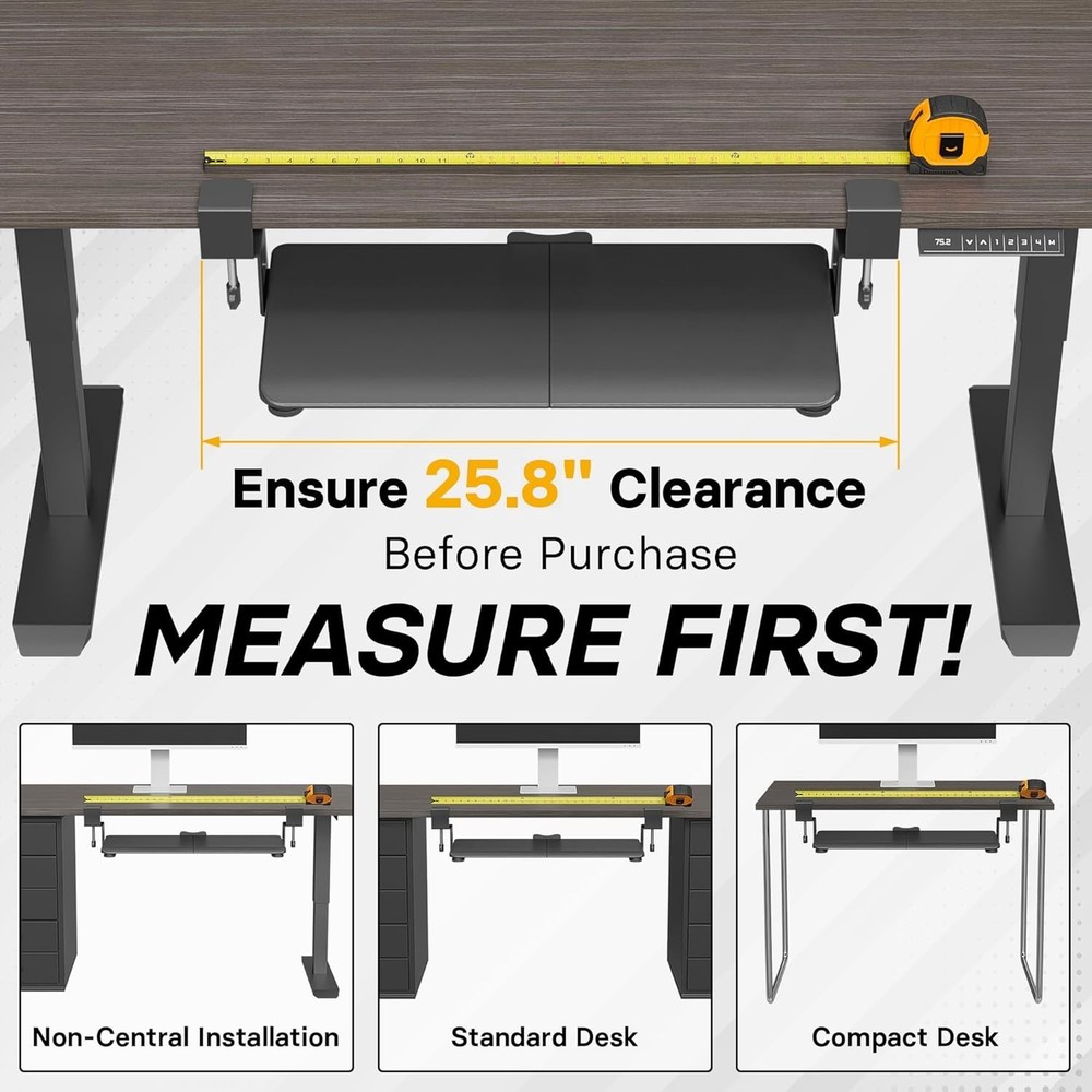 25.6" x 11.8" Pull-Out Keyboard & Mouse Platform with C-Clamp Installation