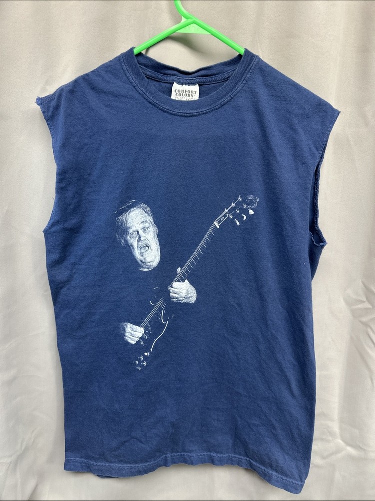 COL BRUCE HAMPTON Comfort Colors Navy Tee Altered Cut Off Small Unisex Jam Band