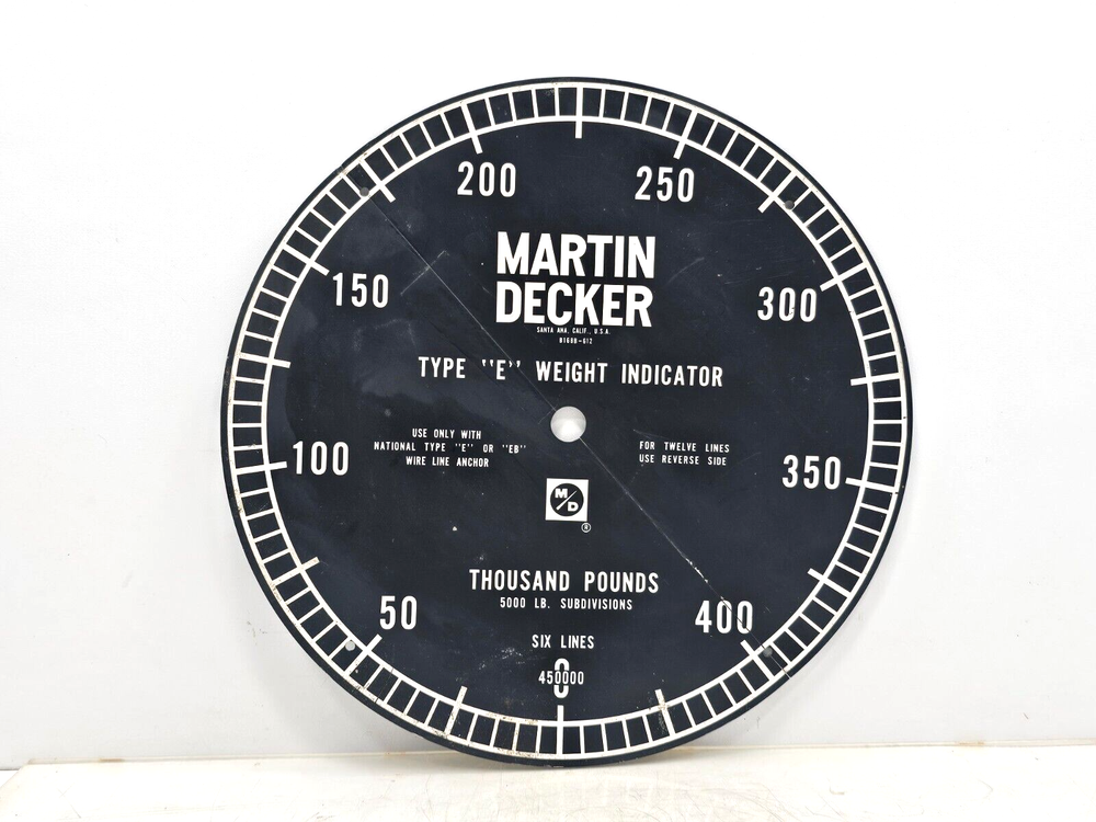 B166B-612 MD TOTCO WEIGHT INDICATOR FACE E TYPE MD TOTCO SIX LINES