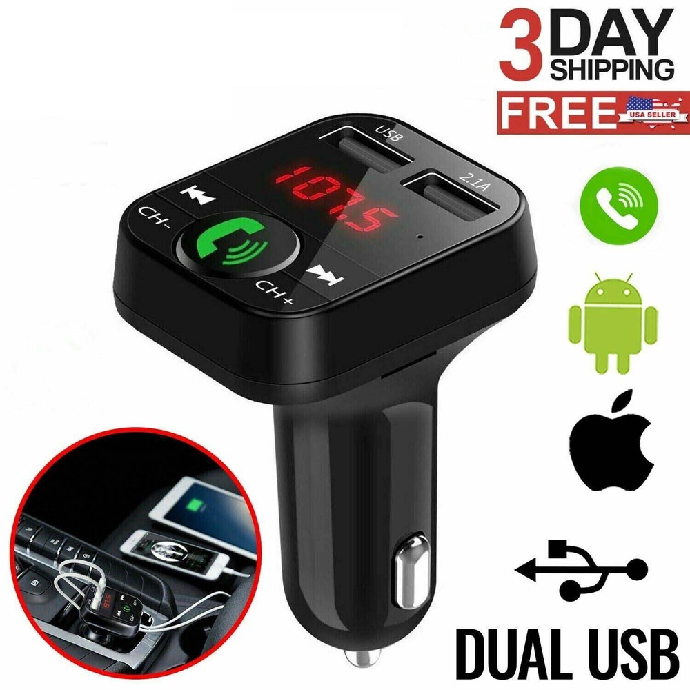 In Car Bluetooth FM Transmitter Radio MP3 Wireless Adapter Car Kit USB Charger 2