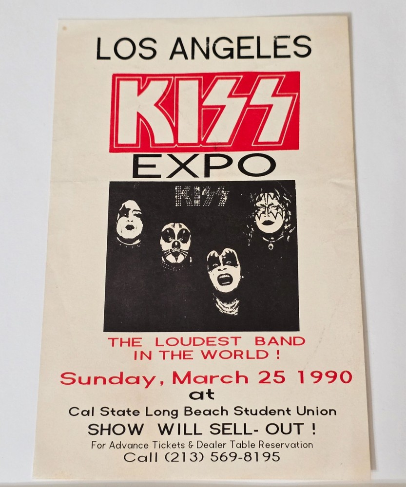 1990 LA KISS EXPO FLYER VTG METAL HAIR BAND GLAM ROCK HANDBILL HEAVY 90s POSTER