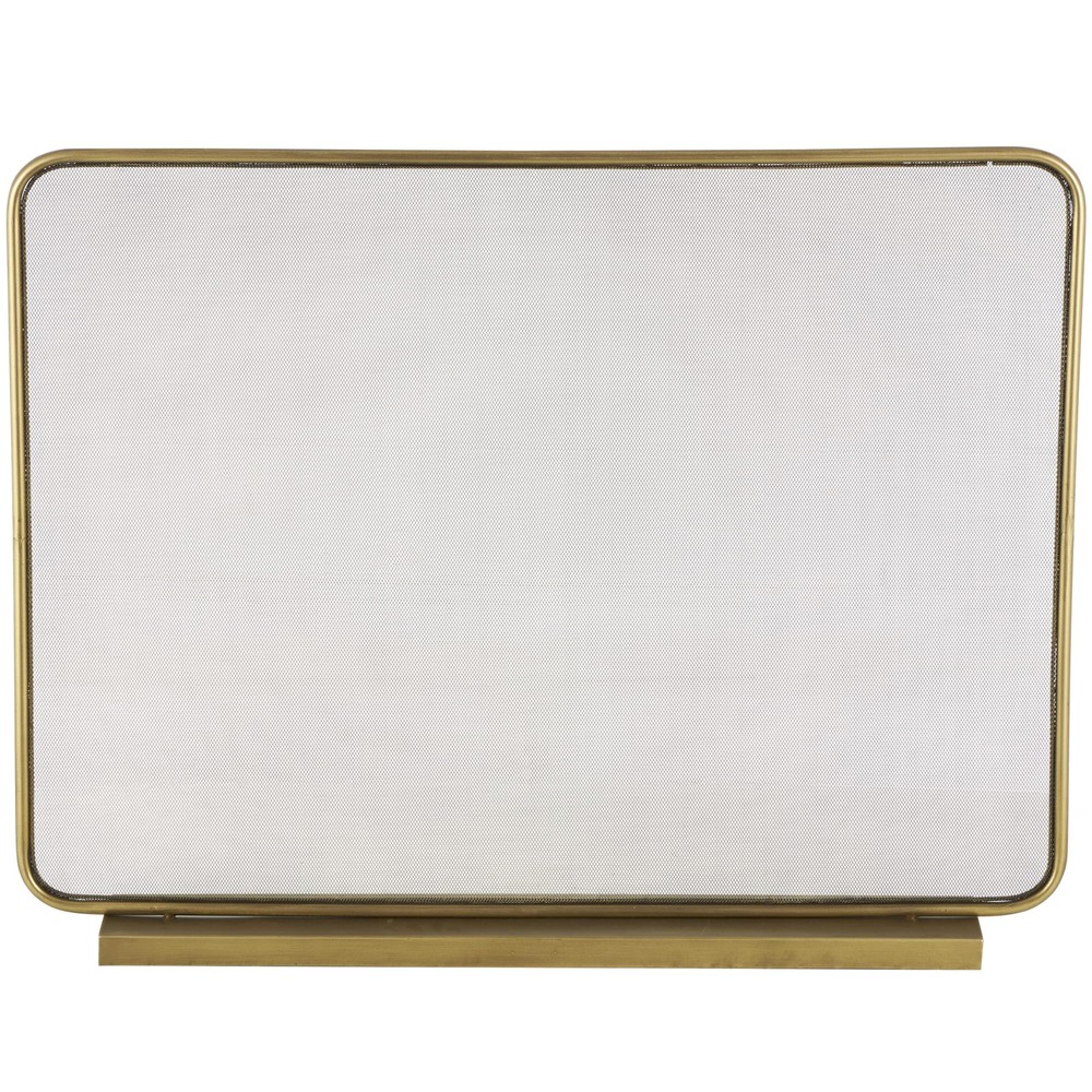 Metal Geometric 1 Panel Fireplace Screen with Rounded Edges and Rectangular B...