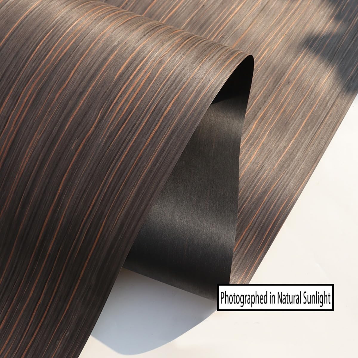 Natural Black Ebony Wood Veneer, Straight Grain | 23" x 98" Sheet | Ideal for...