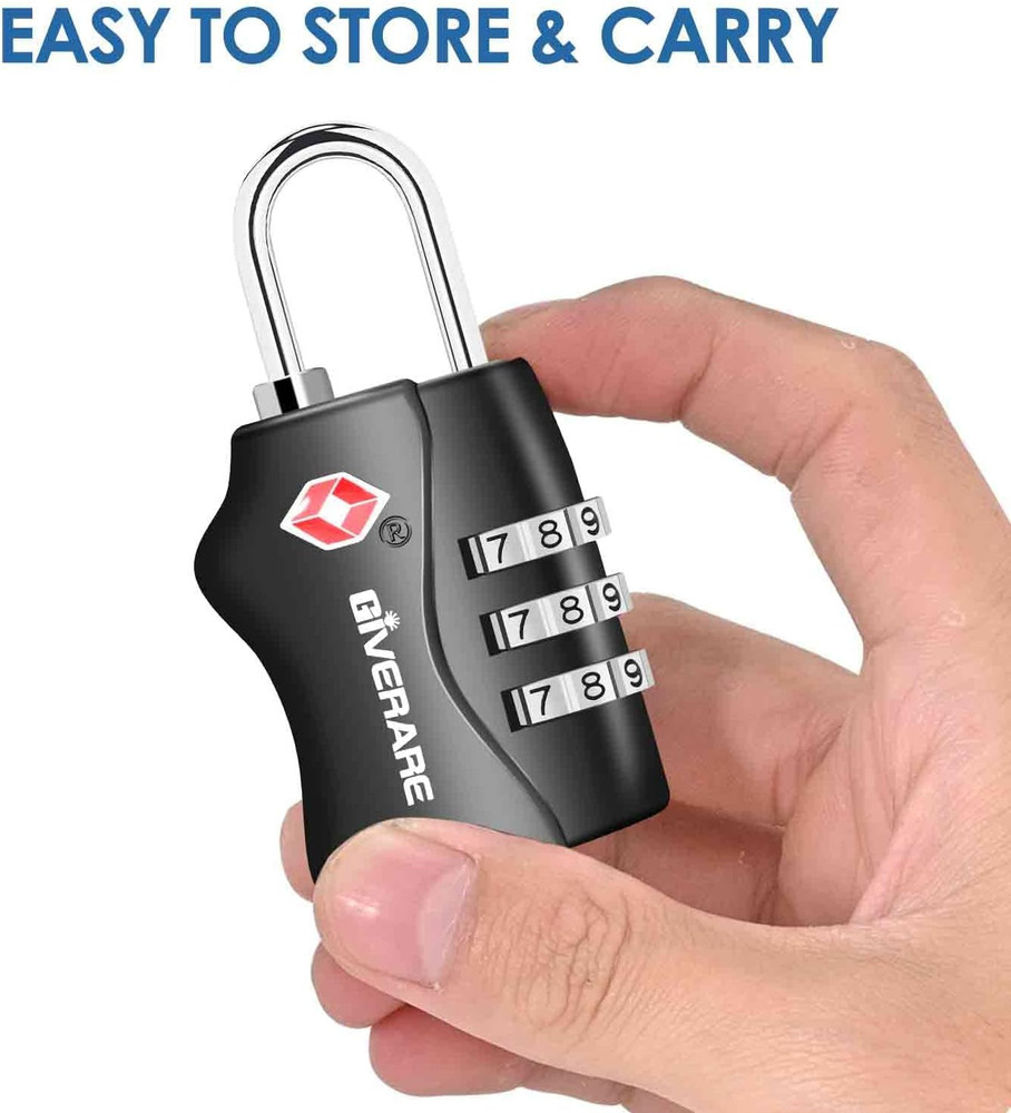 2 Pack TSA Accepted 3-Digit Combination Luggage Locks Keyless Bag Padlocks Black