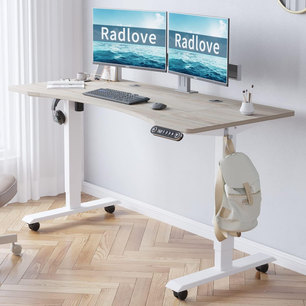 Height Adjustable Electric Standing Desk - 55"x30" Home Office Workstation