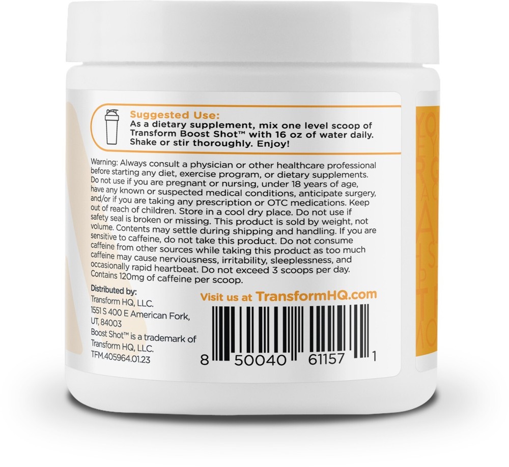 TransformHQ Boost Shot (Tropical Whip) 28 Servings- Powder Supplement