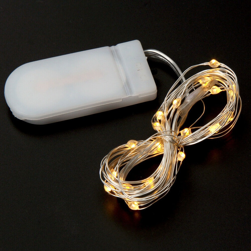 10 pack 20LED Fairy String Lights Button Cell Powered Copper Wire Mini Light 2M