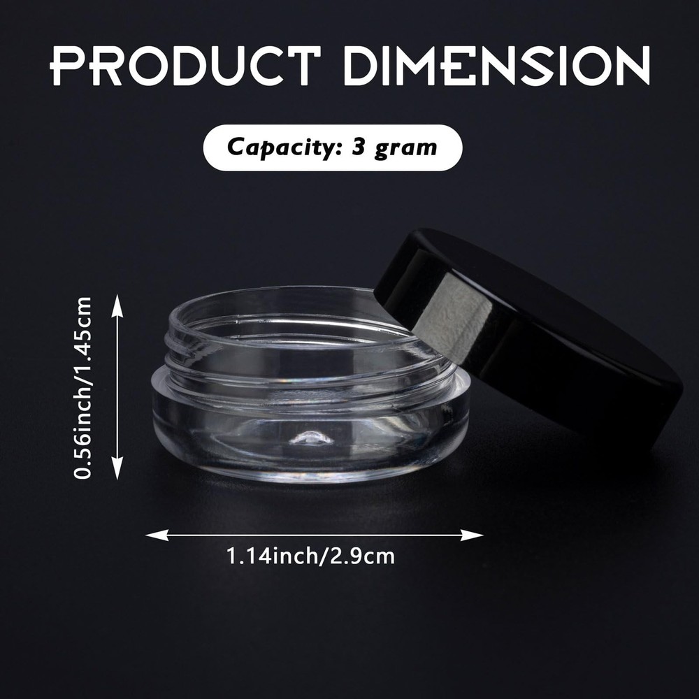 25 Count 3 Gram Sample Containers, Clear Lip Balm Containers with Lids, Small...