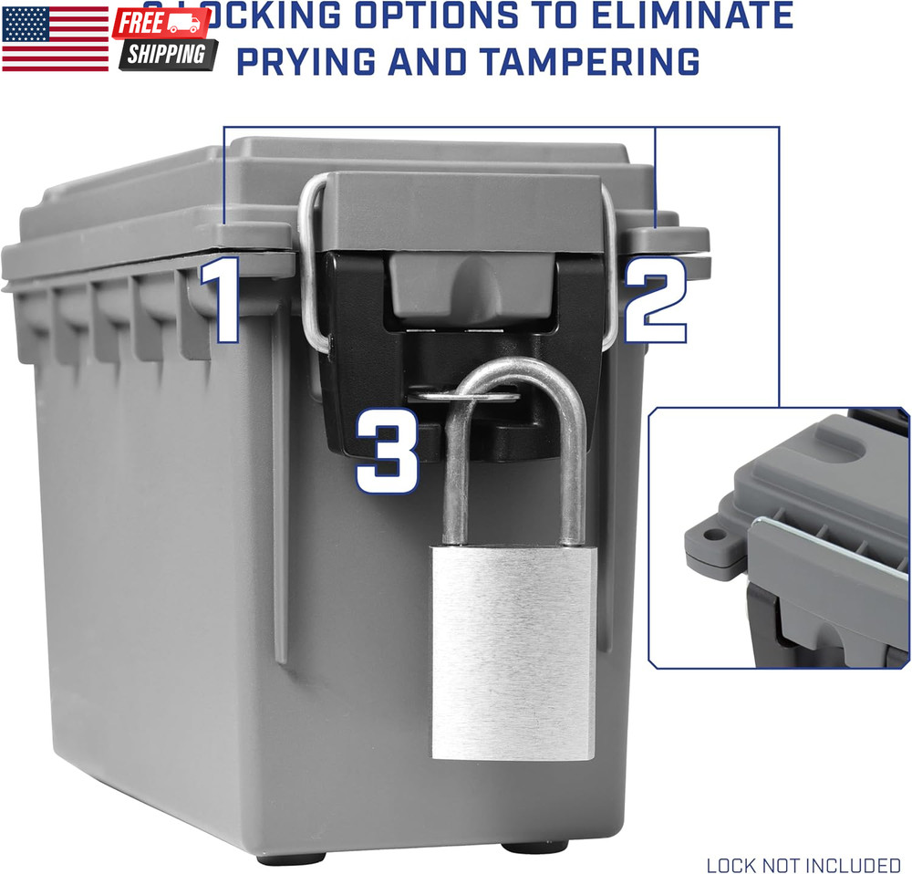 12628 Ammo Storage Box, Stackable .30 Cal Field Boxes, Water and Dust Resistant,