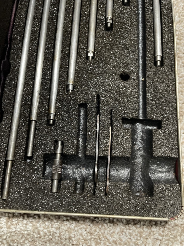 Starrett 124 Inside Micrometer 8 Rod Set 12" Range Vintage