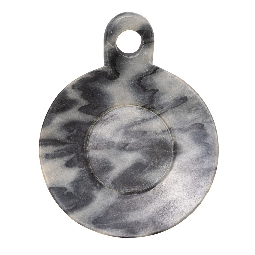 Hand-Carved Marble Dish with Handle, Grey