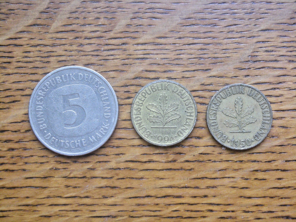 Three German coins 1950 1981 1994