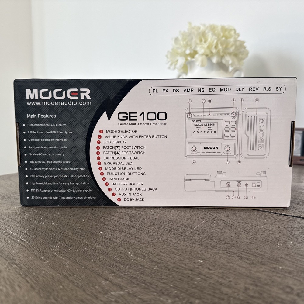 MOOER GE100 Guitar Multi-effects Processor Effect Pedal + Loop Recording