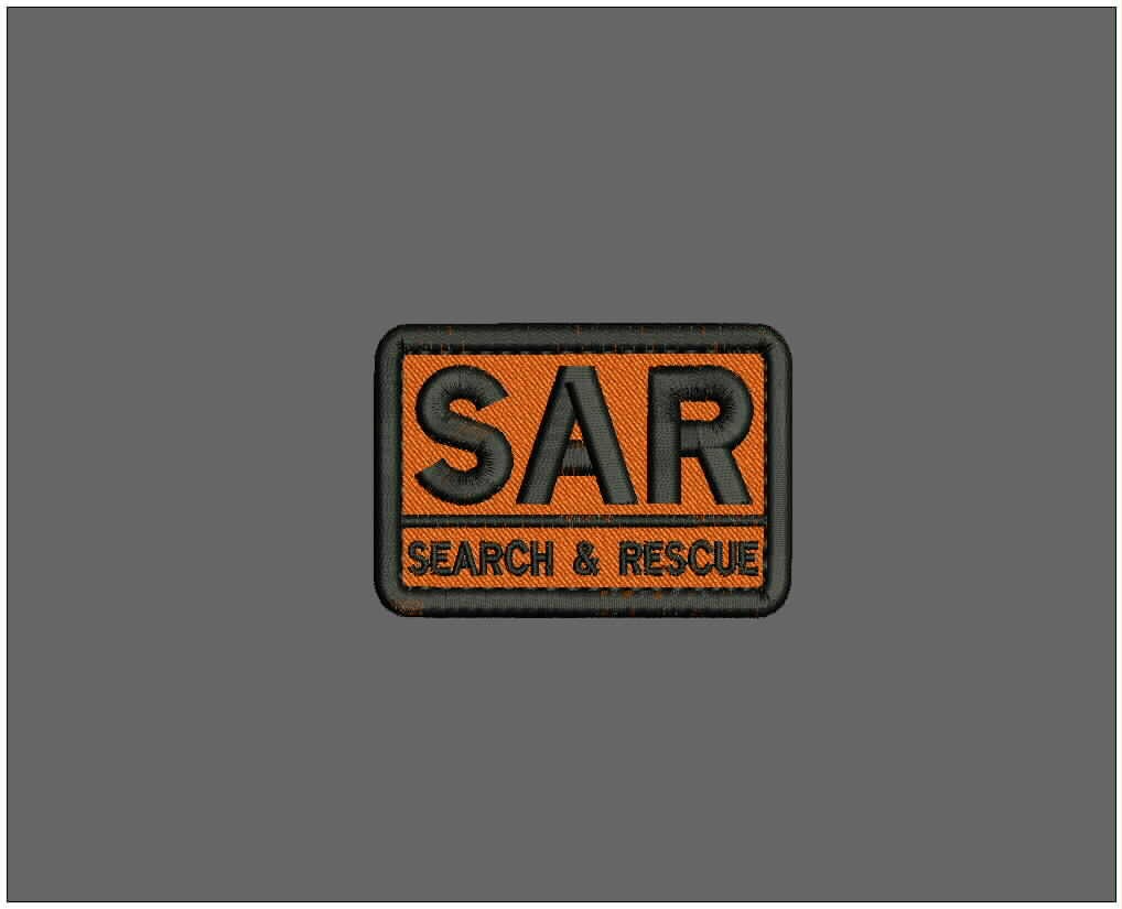 Search and Rescue embroidery patches 2x3''hook on back Black on orage
