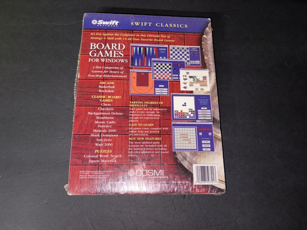 Swift Classics Board Games CD Rom - NEW For Windows