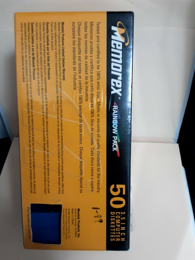 MEMOREX 3.5" FLOPPY DISKETTES_PC FORMATTED_50 RAINBOW PACK_HIGH DENSITY