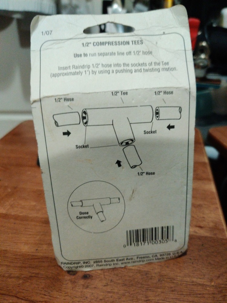 Rain Drip 1/2" Compression Tee R305C