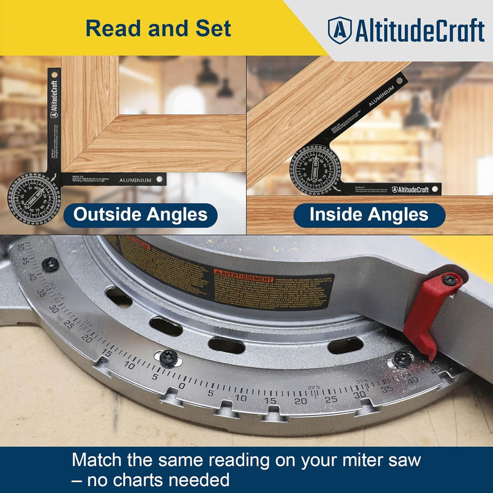 2-In-1 Crown Molding Jig & Miter Saw Protractor Set - Eliminates Math & Guarante