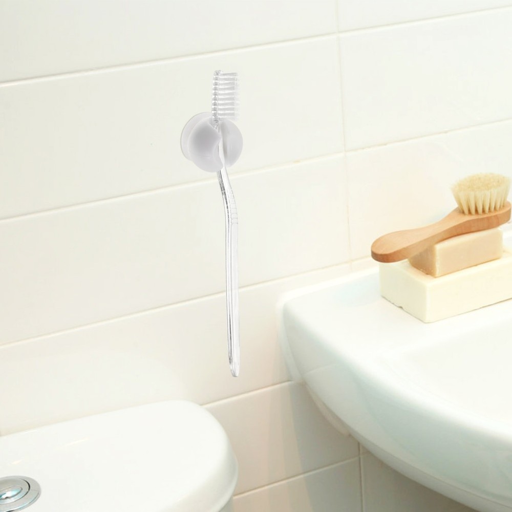 4pcs Suction Cup Wall Mounted Toothbrush Holder Plastic Bathroom Storage Rack