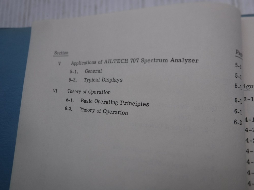 Ailtech 707 Spectrum Analyzer Operating Manual Rev A