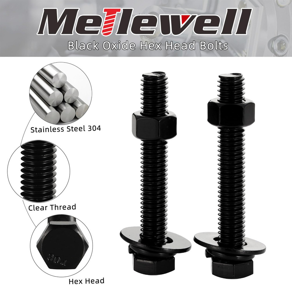 1/2-13 X 3 Hex Head Screws Bolts, Nuts, Flat & Lock Washers, Fully Threaded, Sta