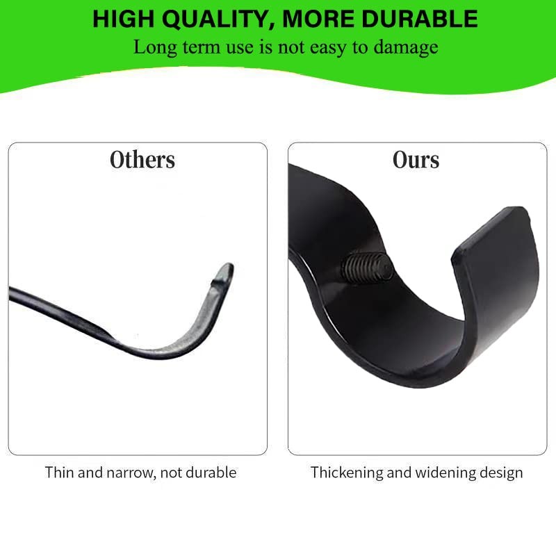 Premium Curtain Rod Brackets - 2 Pack Adjustable Wall Mounts, Black