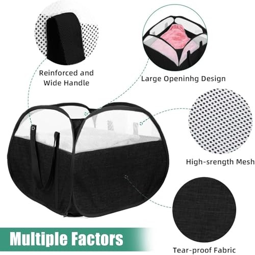 Collapsible Laundry Baskets, Tear Proof Pop Up Laundry Hamper with Square Black