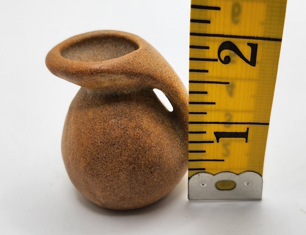 Miniature, Small Ceramic Brown Water Pitcher, 2"