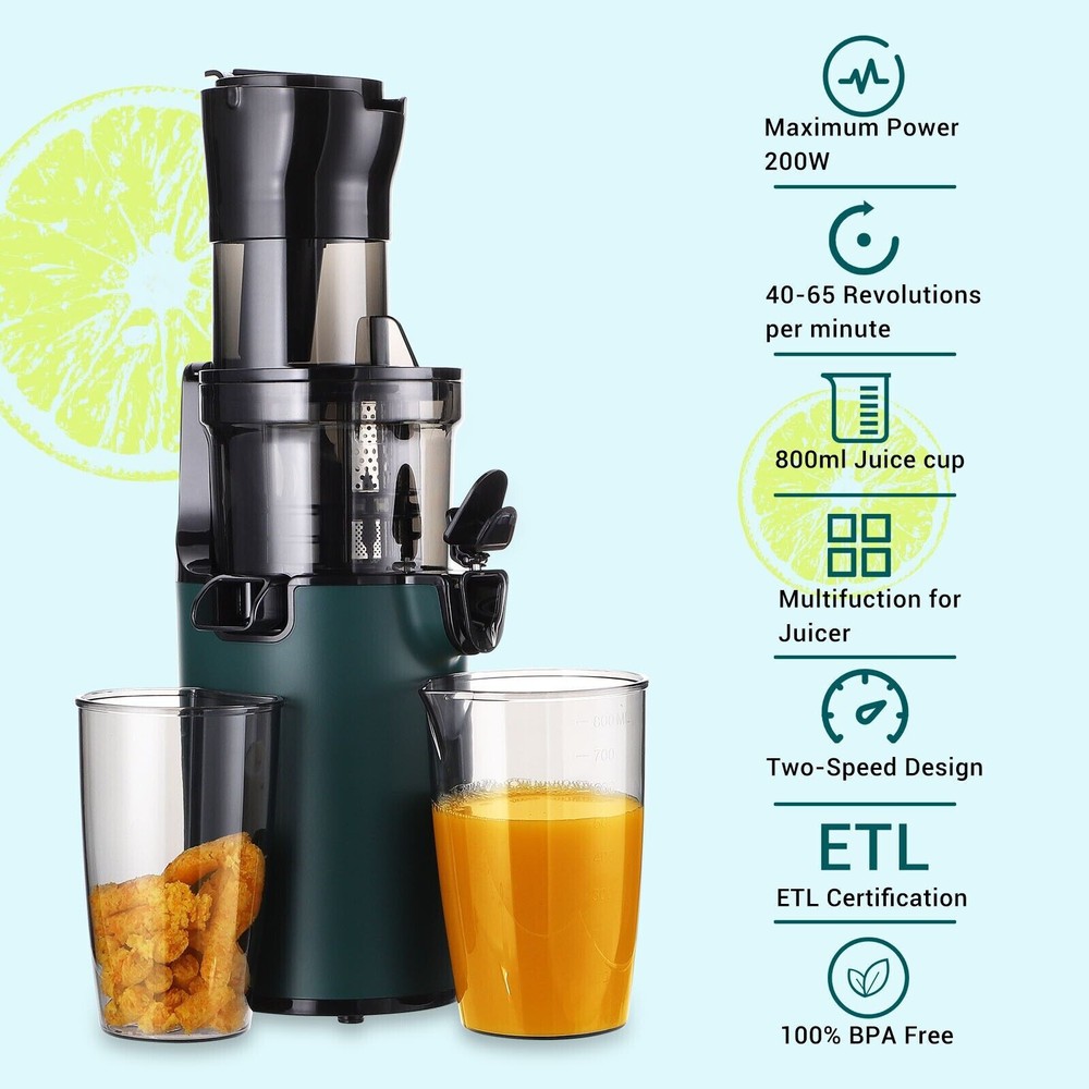 SOVIDER Juicer Machines Fruit Veg Squeezer Slow Masticating Brush Pulp Cup US
