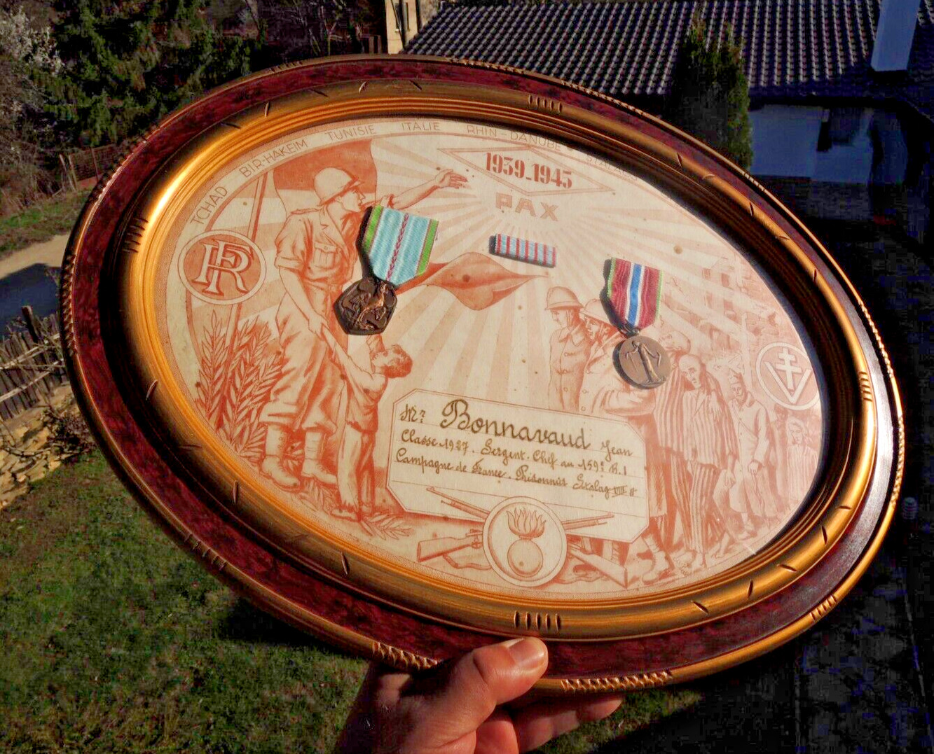 French commemorative certificate contraction camp Stalag VIII A 1939-45 military