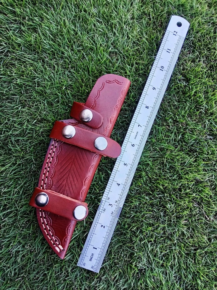 Handmade fixed blade knife leather sheath vertical carry horizontal scout Case