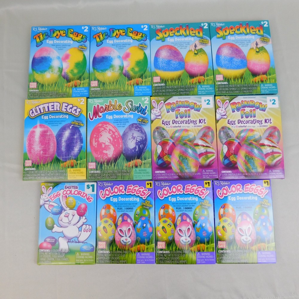 12 Box Easter Egg Decorating Coloring Kits Glitter Speckled Tie Dye Marble #9484