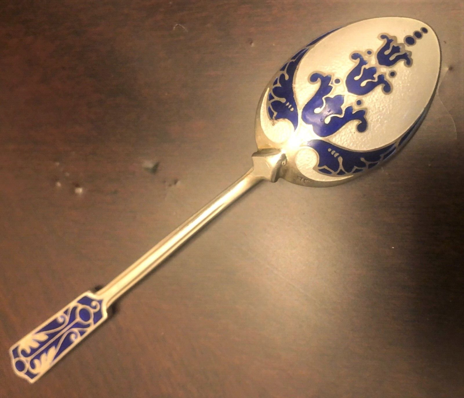 STUNNING Vintage Sterling Silver Enamel Art Deco Spoon Russian Style RARE