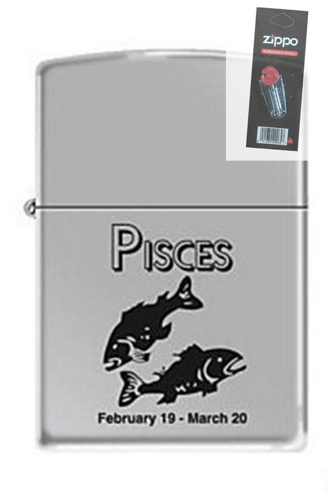 Zippo 9284 horoscope pisces Lighter + FLINT PACK