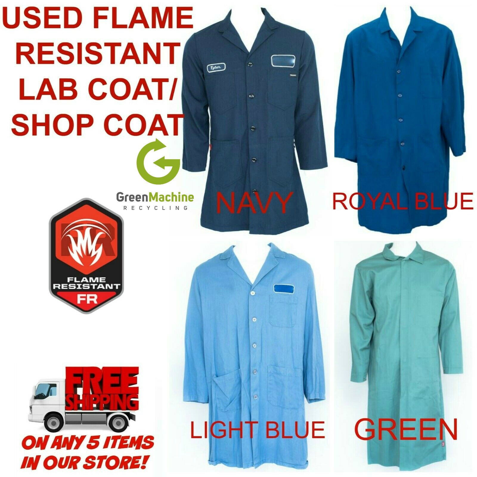 Flame Resistant FR Shop Coat Lab Coat Cintas, Unifirst, G&K