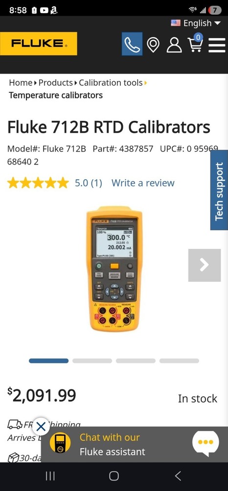 Fluke 712B RTD temperature calibrator