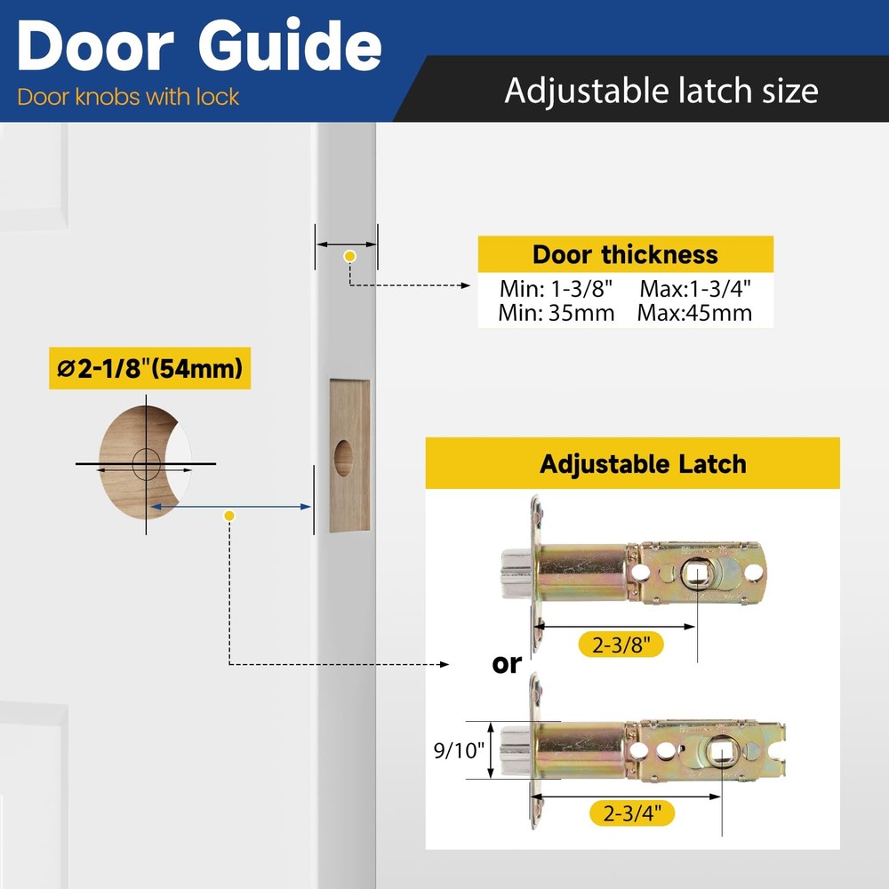RAFECIEE Privacy Door Knob Keyless Knobs Interior 1 Pack, Satin Nickel
