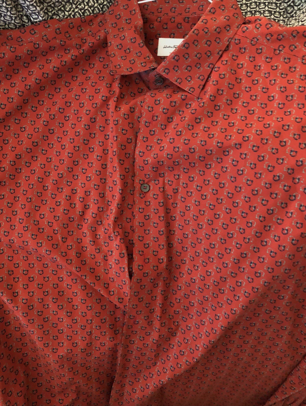 Salvatore Ferragamo Gancini Logo Button Shirt Men's Red XXL