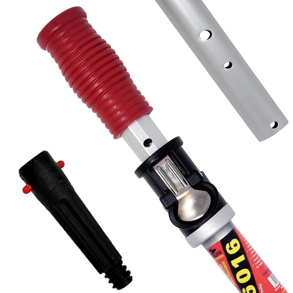Telescopic Pool Pole 16 Ft Adjustable Push Button Lock w Adapter