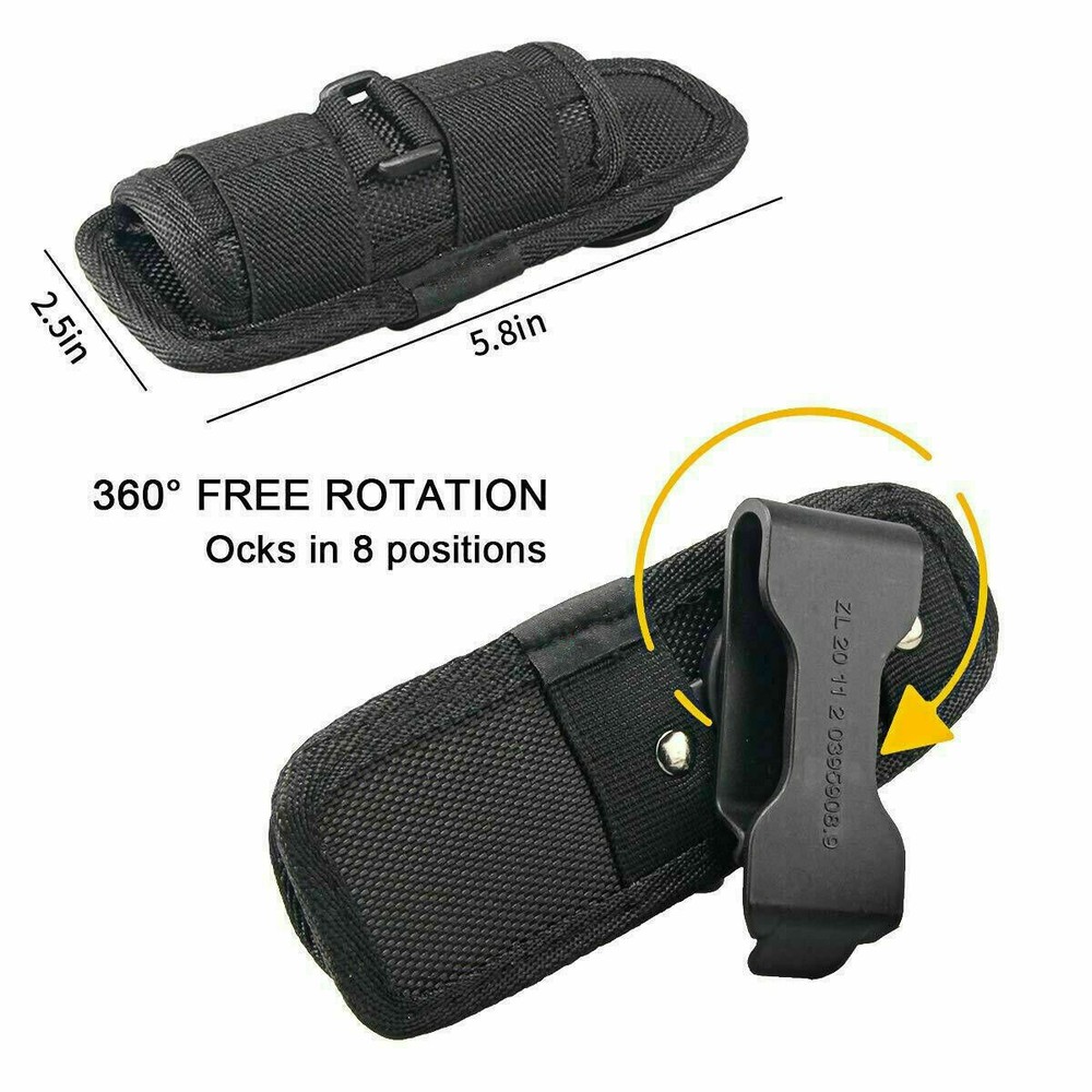 360 Degrees Rotatable LED Flashlight Pouch Holster Belt Carry Case Holder Torch