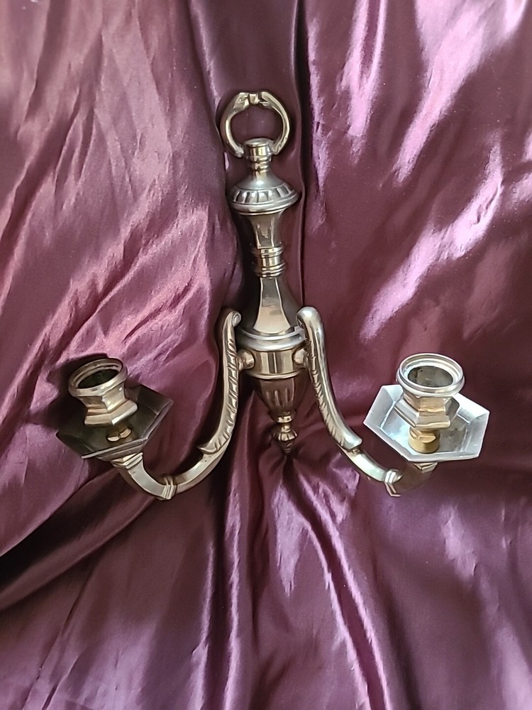 Vintage -2-Arm Solid Brass Candle Wall Sconce Decorative Crafts Inc.