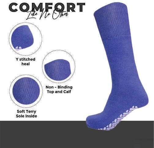Wholesale lot Men Gripper Non Skid Diabetic Crew Socks Non Binding Loose Fit Top