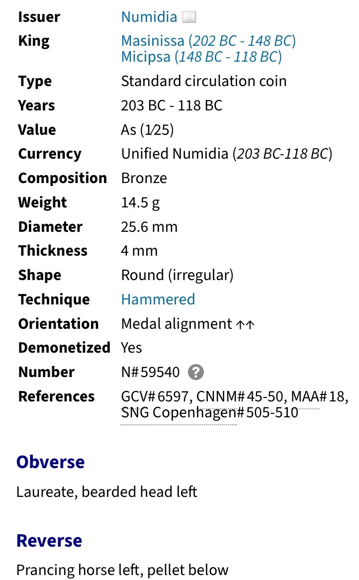 Numidian Empire Coin 208BC-118BC Punic War NGC Genuine Ancient Carthage Era