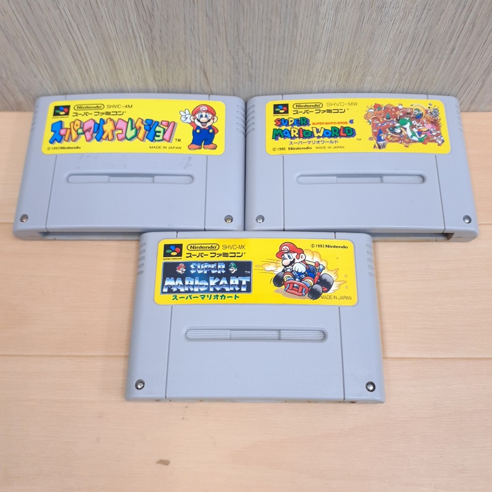 Nintendo Super Famicom Console Bundle 12 games 2 controllers & cables Japan SNES