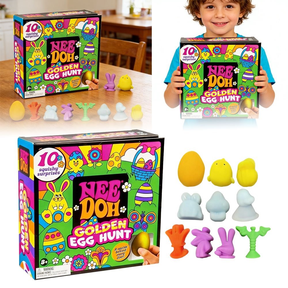 2026 NeeDoh Easter Golden Egg Hunt Mystery 10 Squishy Surprises Collectible Gift