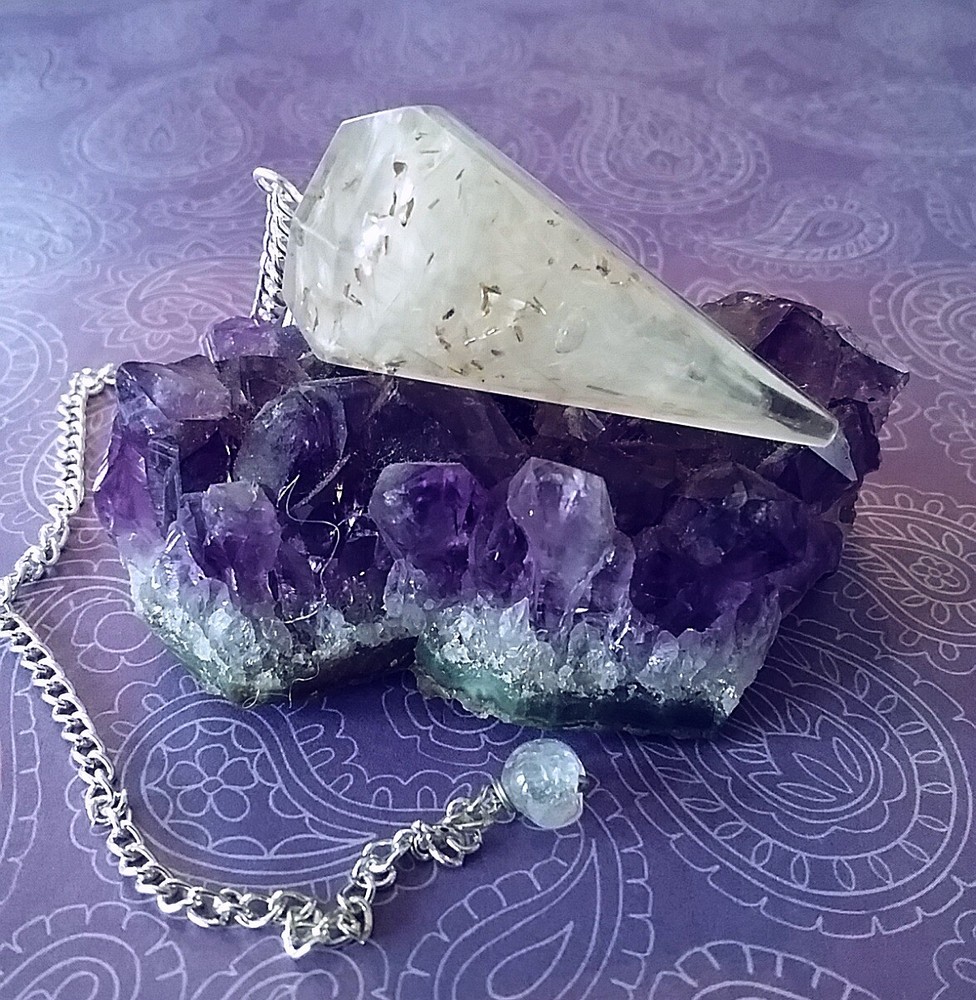 ORGONE SELENITE DOWSING PENDULUM, SELENITE DOWSING PENDULUM, CRYSTAL PENDULUM