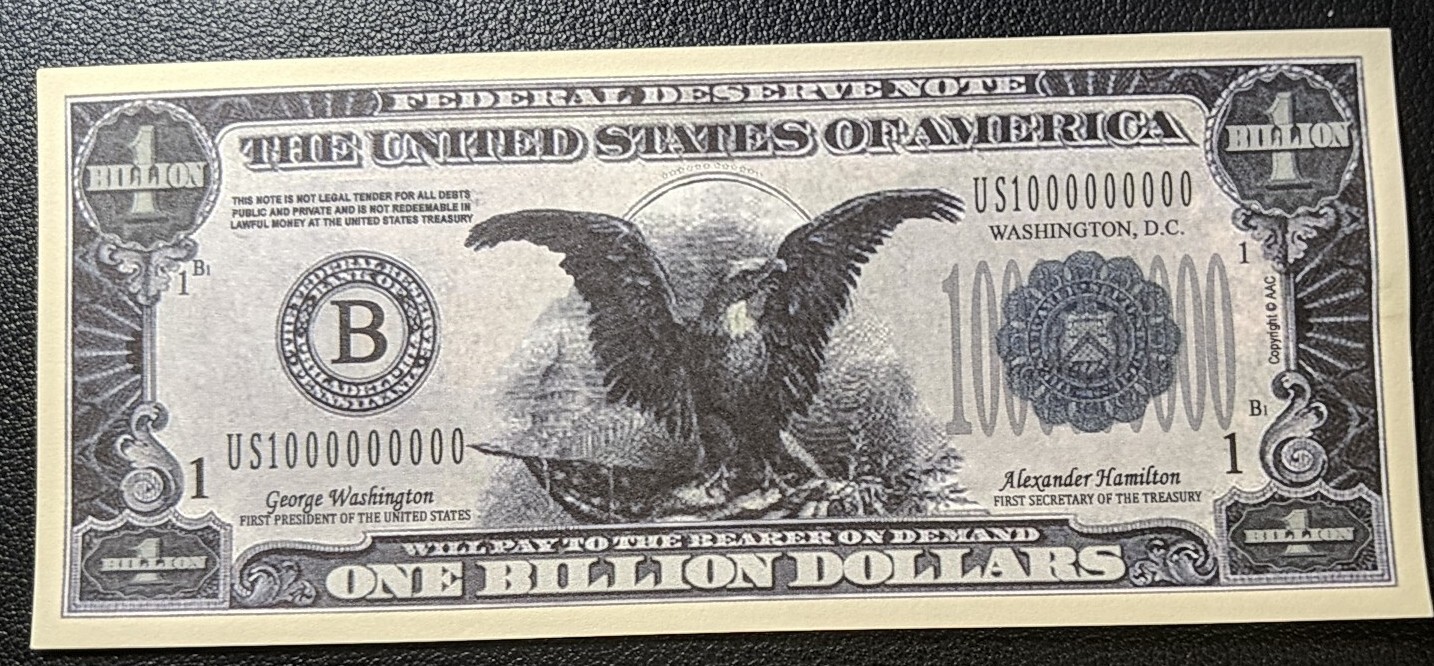 SET OF 5 ORIGINAL $1 BILLION DOLLAR BILLS - NOVELTY. Looks & feels real