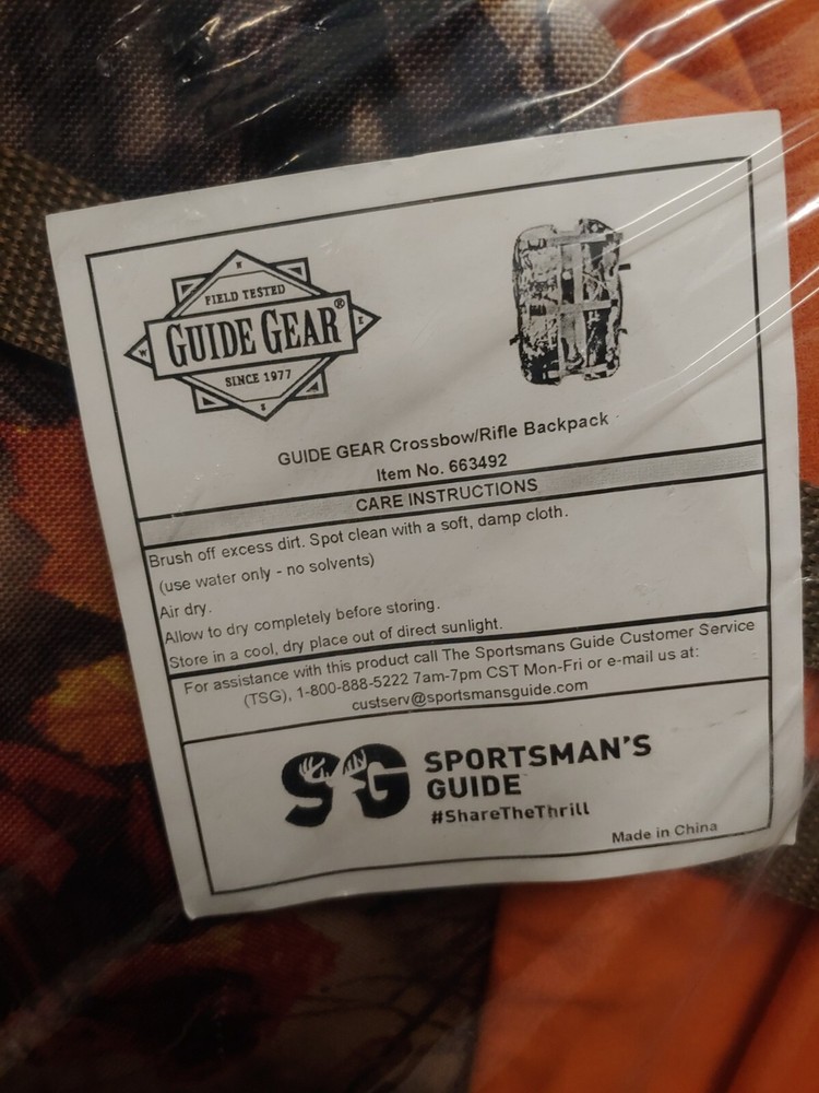 Guide Gear Crossbow Backpack Holder Large Camo. V2